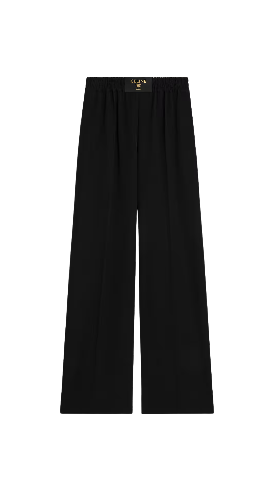 Pull-On Trousers in Black Wool Twill