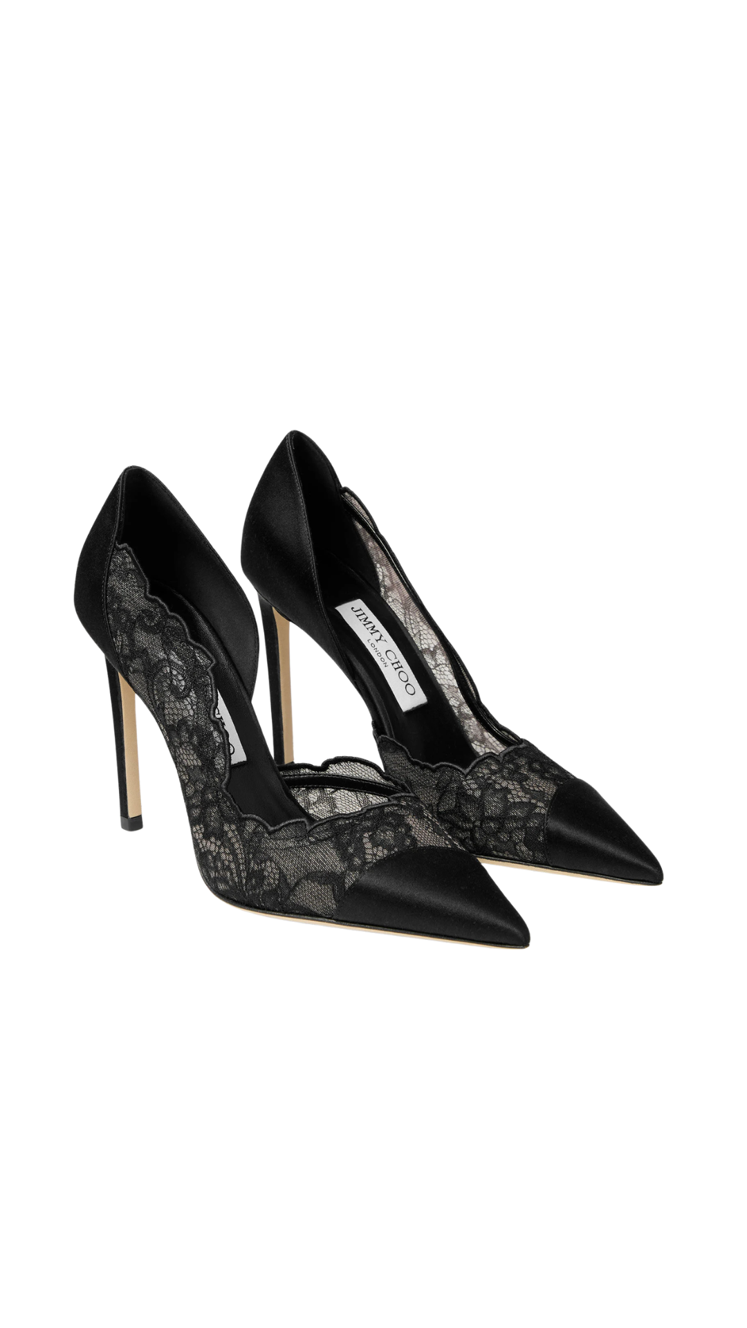 Brigitte 100 in Black Jimmy Choo Lace and Satin Pumps