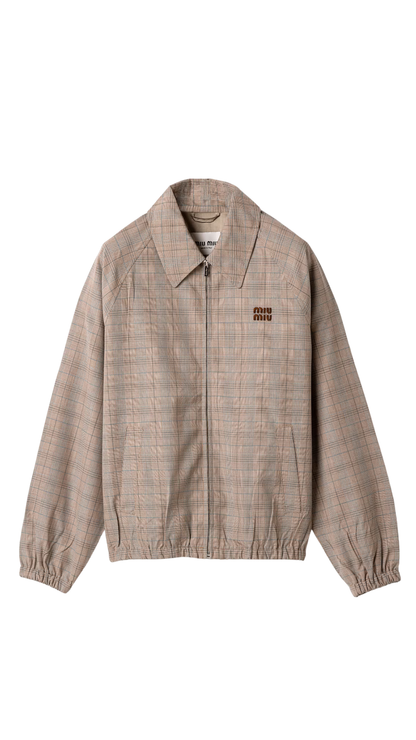 Prince of Wales Checked Blouson Jacket in Tobacco