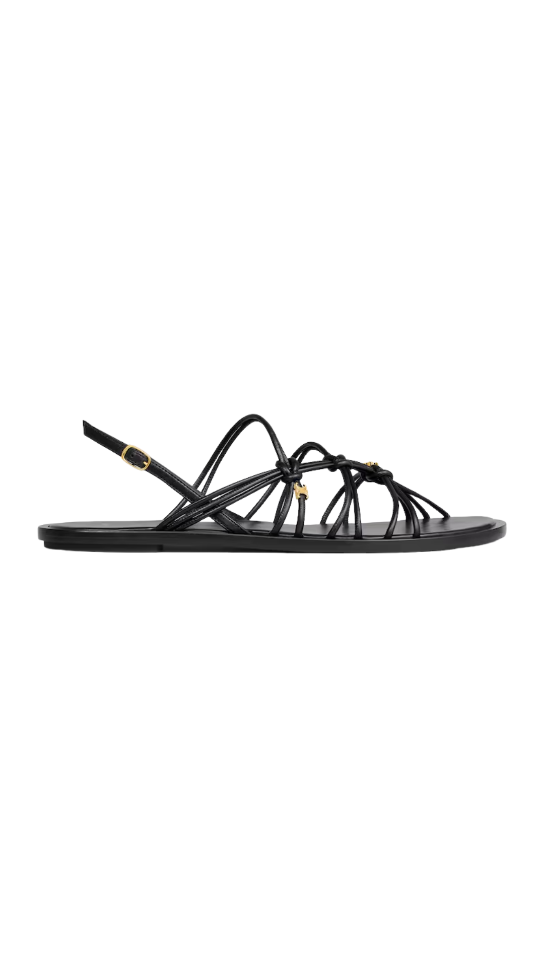 Knots Triomphe Flat Sandal in Black Goatskin