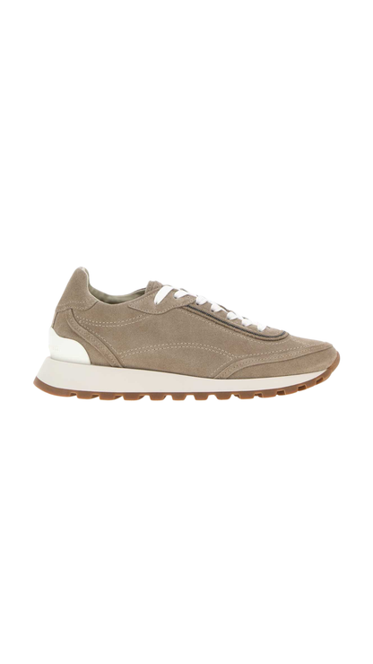 Suede Runners with Shiny Loops in Beige