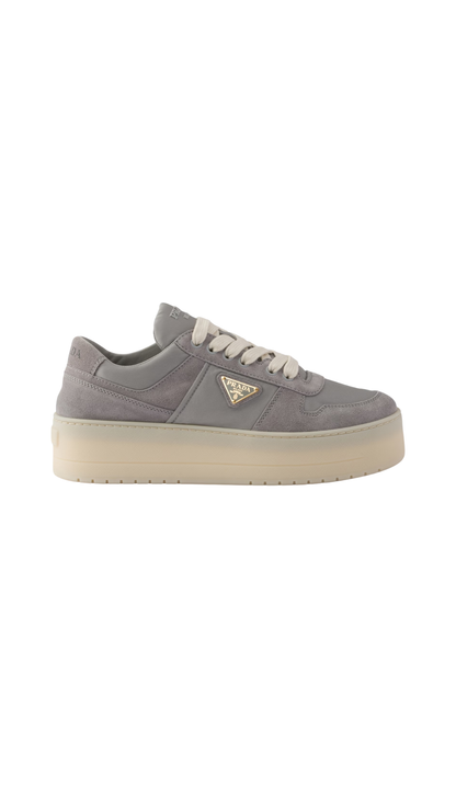 Downtown Bold Re-Nylon and Suede Sneakers in Granite Gray