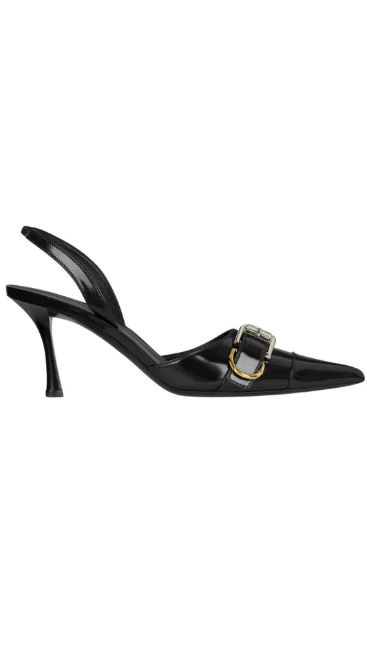 Voyou Slingbacks in Leather Black