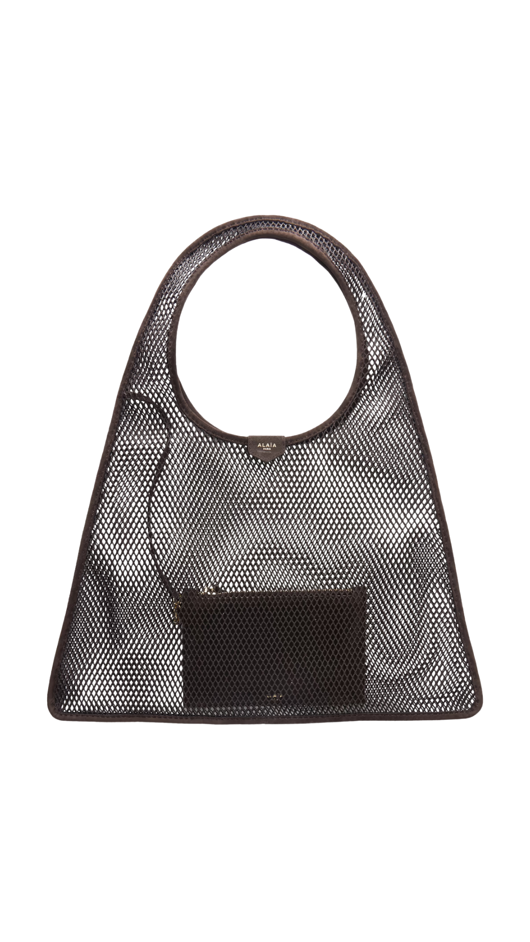 One Piece Hobo Bag in Dark Brown Fishnet