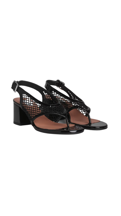 Fishnet Heels Sandals in Black