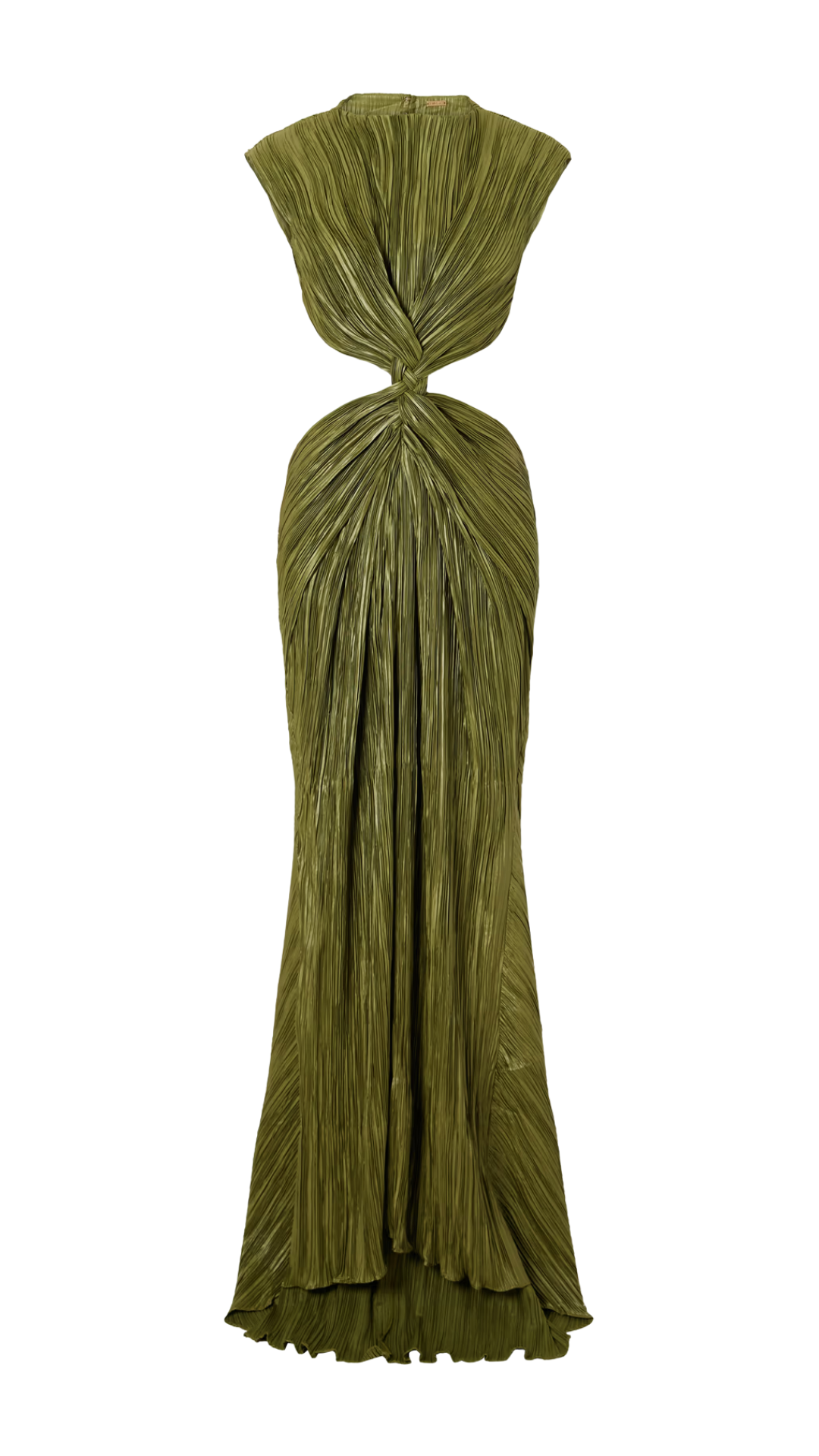 Voss Gown Origami Plisse Gown Featuring a High Neck in Chive