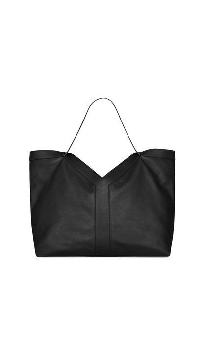 Y Large Tote in Black Leather