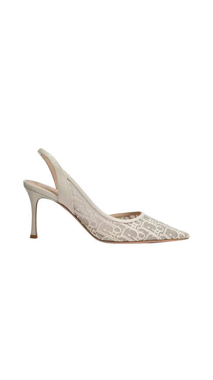 Adiorable Slingback Pump in Ecru Dior Oblique Embroidered Mesh