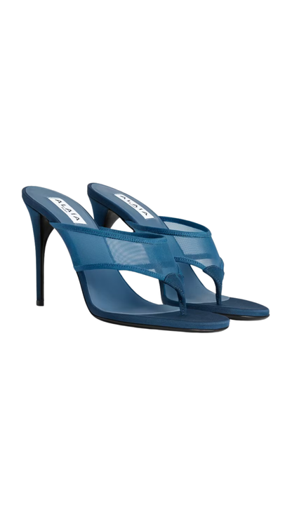 Mules Tong in Faded Blue Mesh