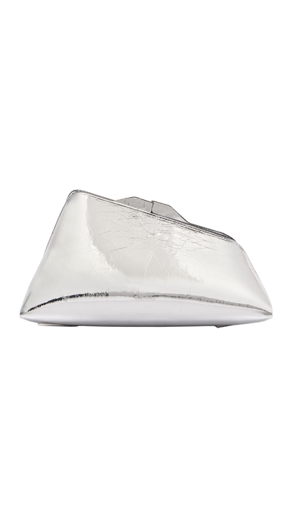 8.30 PM Oversized Leather Clutch in Silver