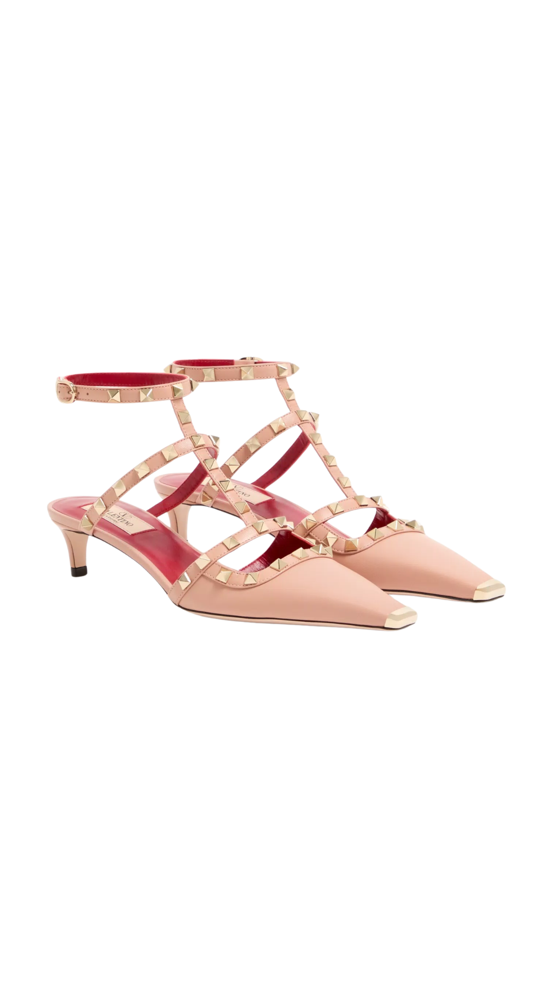 Rockstud Court Shoes In Kid Leather 40Mm in Phard