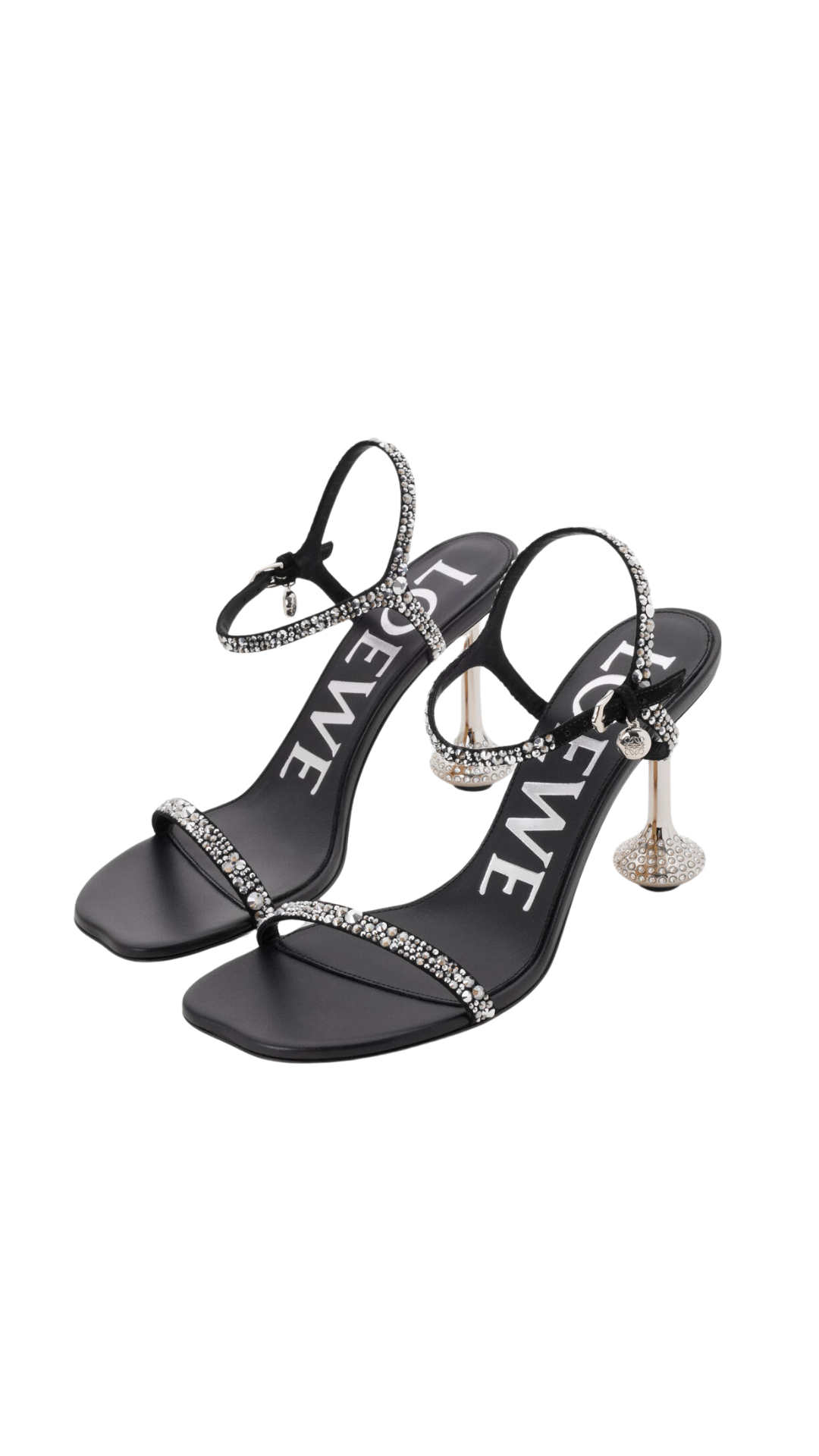Toy sandal in Black/Silver Suede and Strass