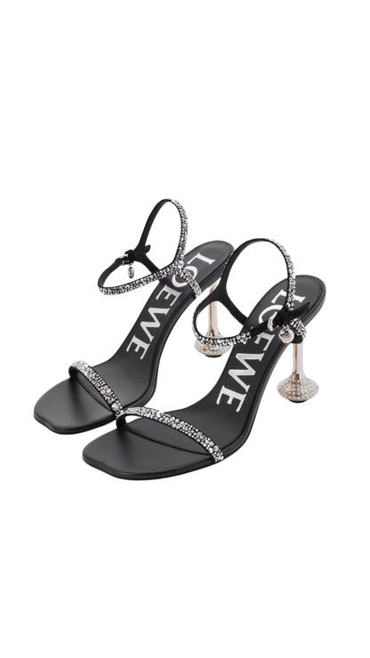 Toy sandal in Black/Silver Suede and Strass