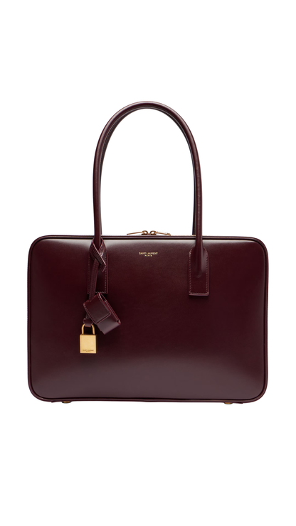 Sac De Jour Leather Tote Bag in Burgundy