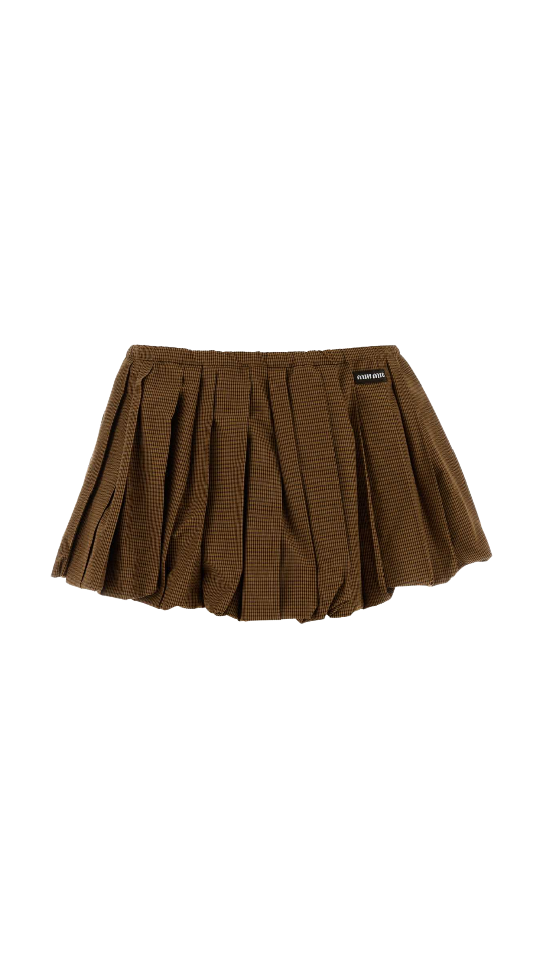 Pleated Vichy-Check Mini skirt in Caramel
