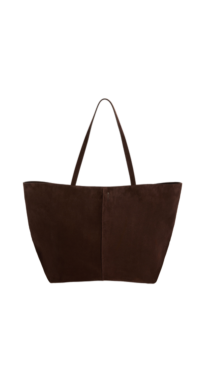 Linea Tote Large-Sized Suede Tote Bag in Chocolate Plum