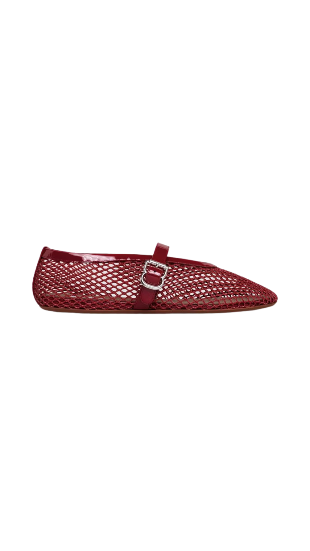 Ballet Flats in Carmine Fishnet
