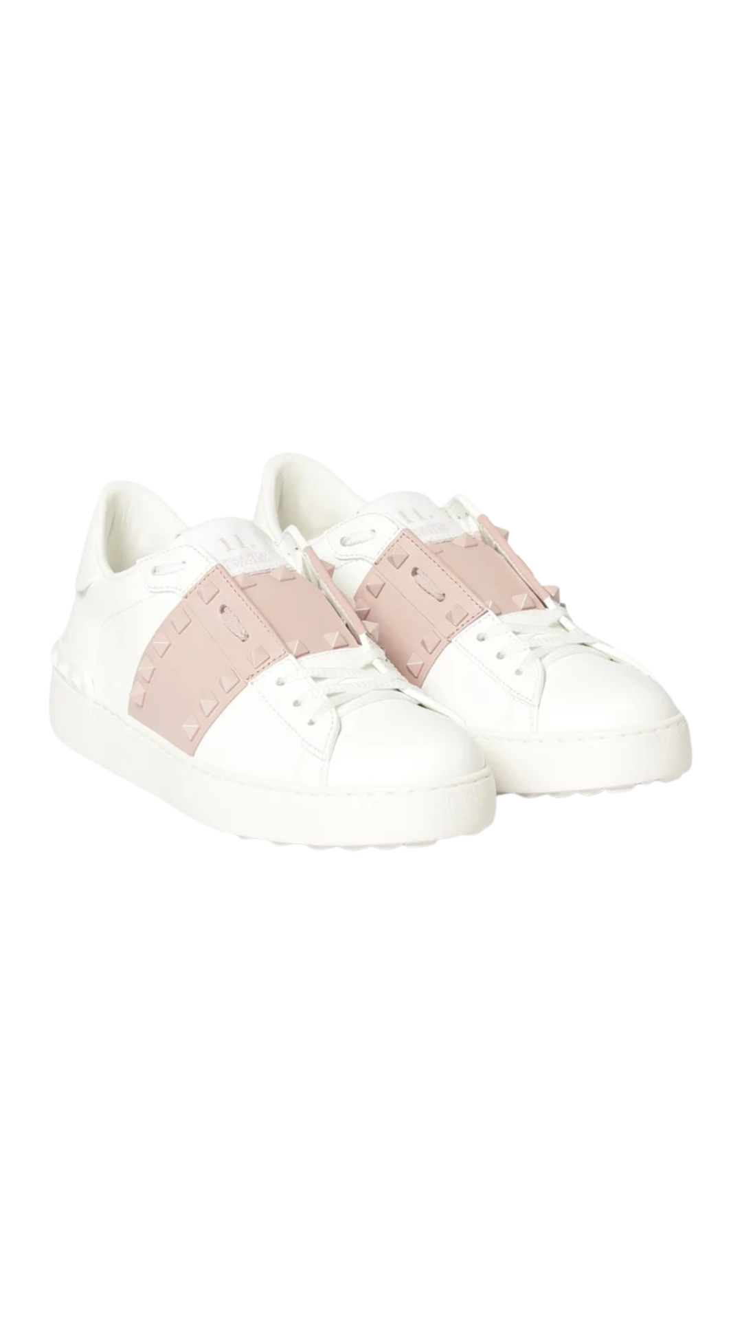 Rockstud Untitled Sneaker In Pink Calfskin Leather With Tonal Studs