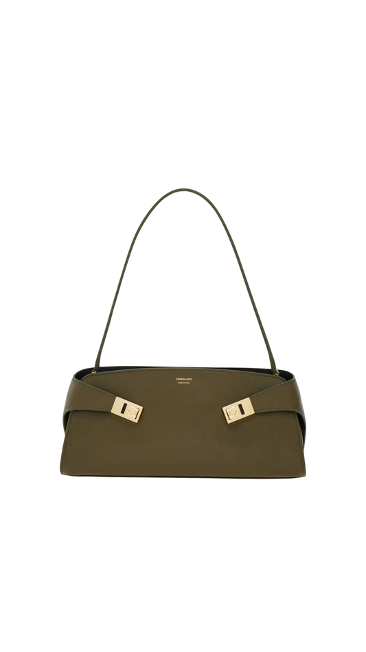 Hug East-West Shoulder Bag in Olive green
