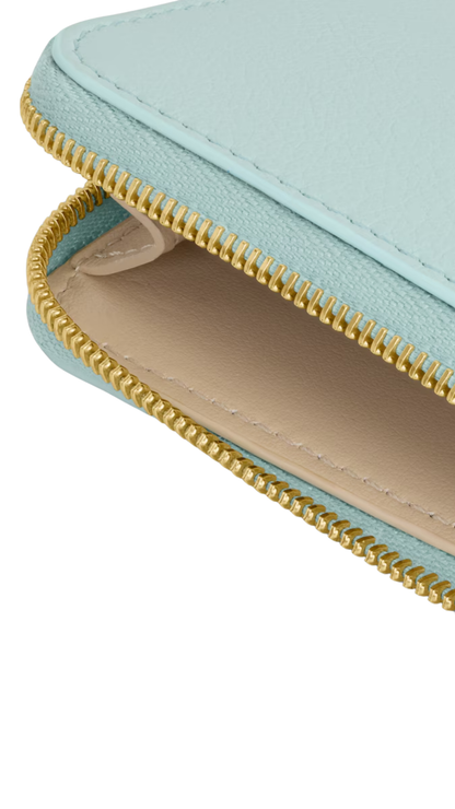 Long Zipped Card Holder in Powder Blue