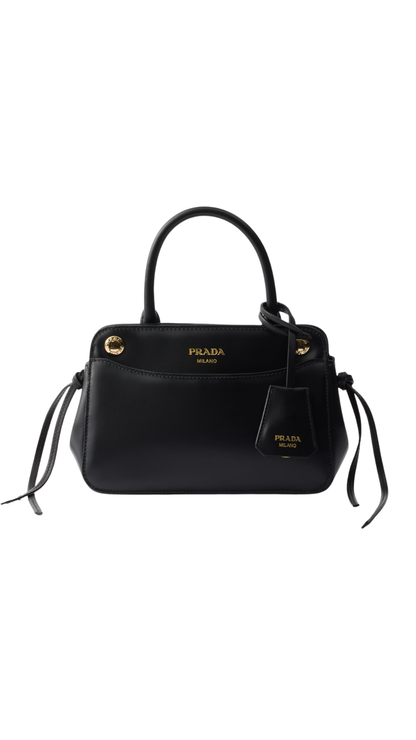 Carry Mini Leather Handbag in Black