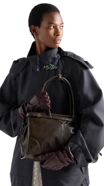 Prada Bonnie Large Leather Handbag  in Forest