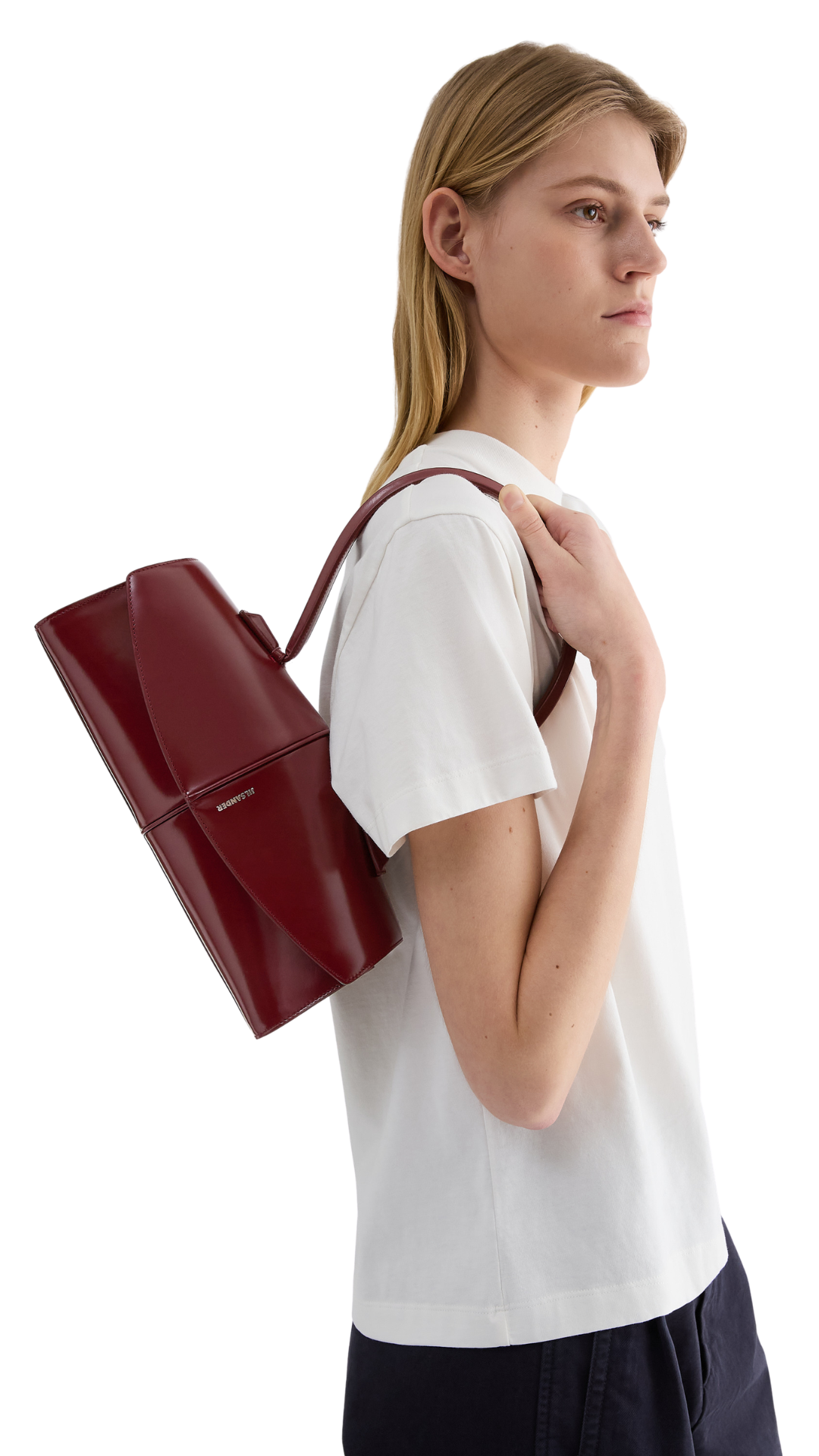 Linea Leather Shoulder Bag in Red