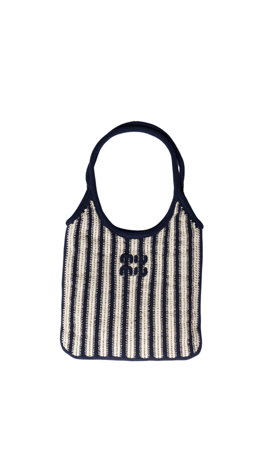 Ivy Crochet Bag in Blue/Chalk White