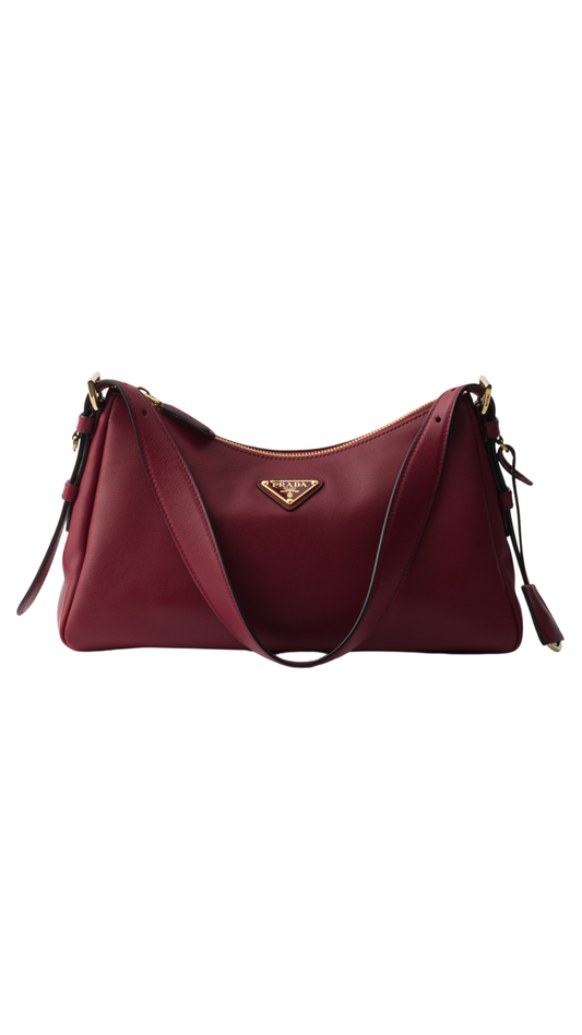 Bolso de hombro Prada Aimée Mediano en Ante Marrón Cacao