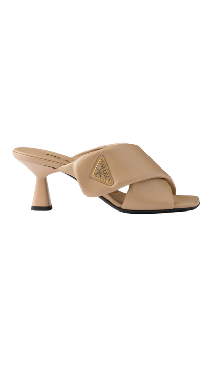 Padded Nappa Leather Sandals in Sand Beige
