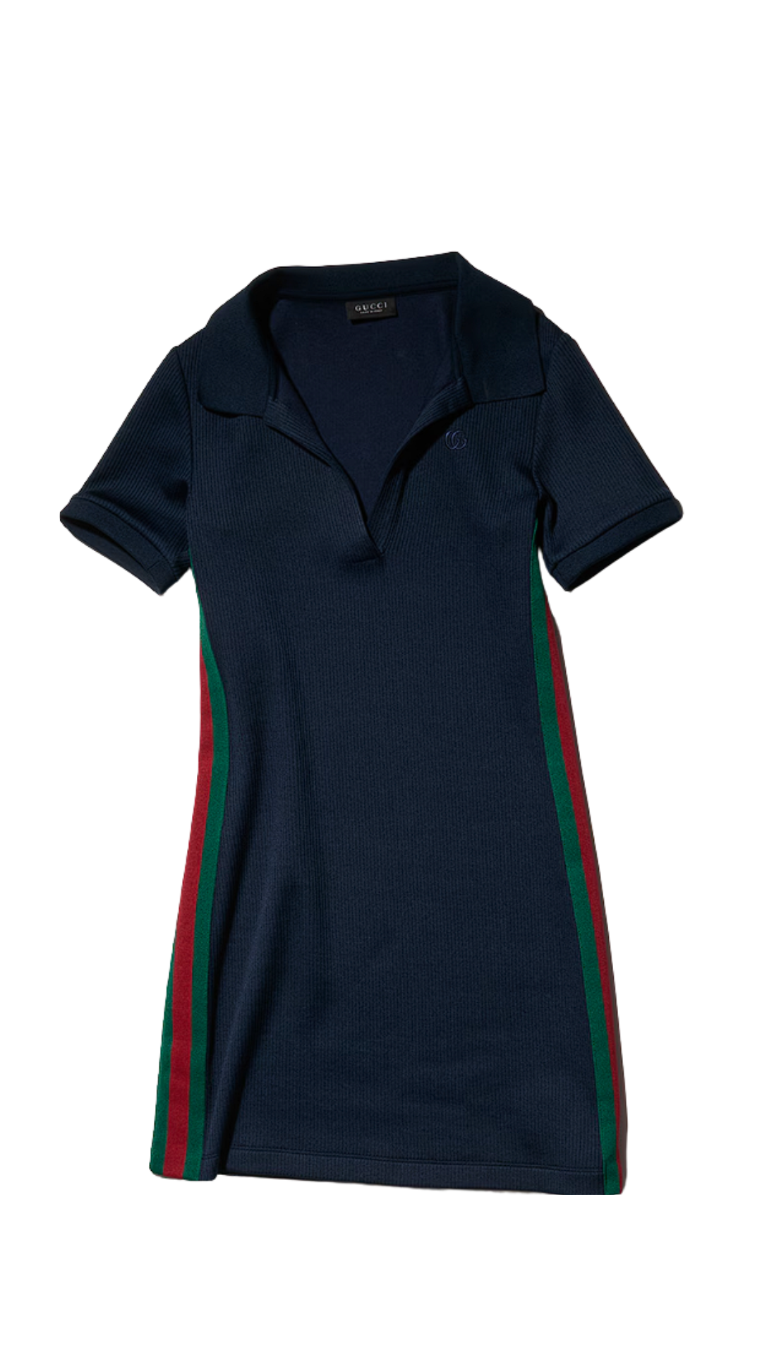 Rib Cotton Jersey Dress with Web in Dark Blue Light Rib Cotton Jersey