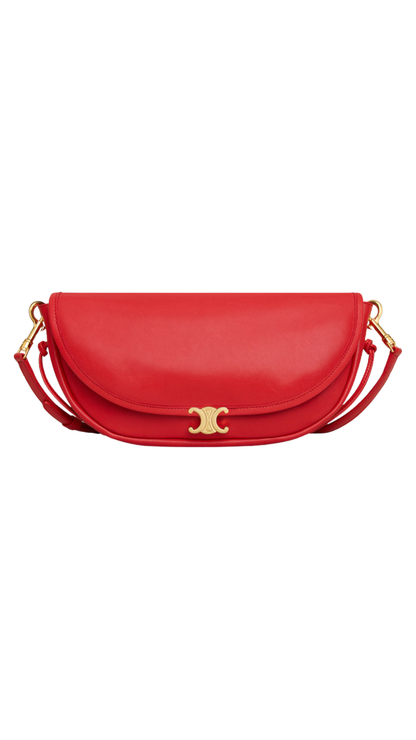 Little Halfmoon Soft Triomphe In Soft Ultra Red Supple Shiny Lambskin