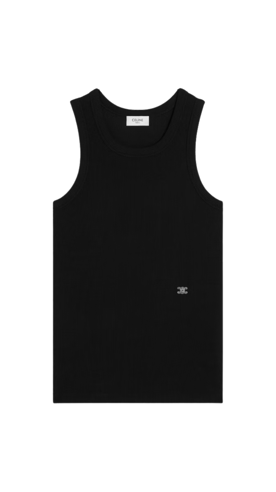 Tank Top in Black Ribbed Cotton Silk