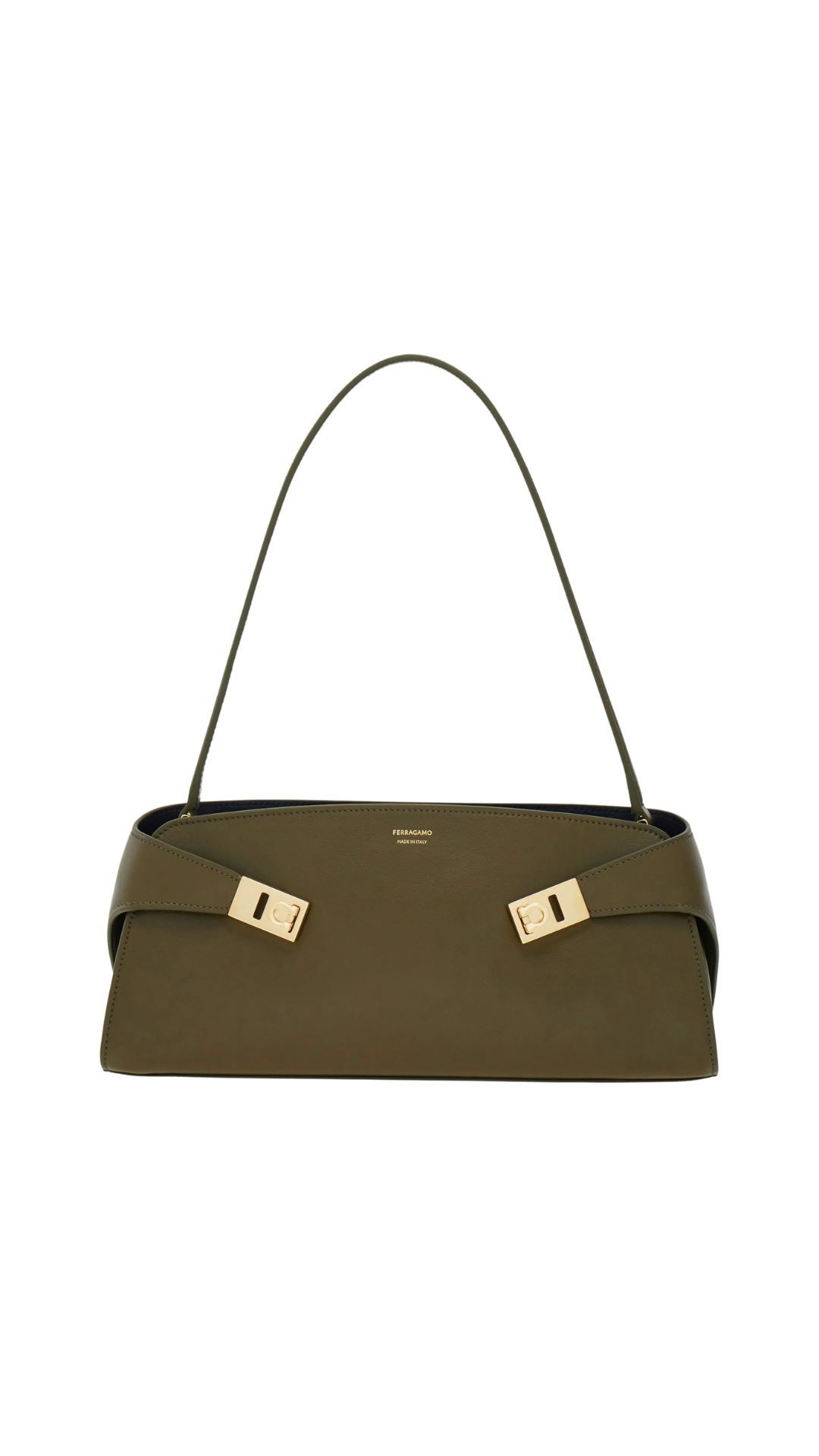 Hug East-West Shoulder Bag in Olive Green / Navy