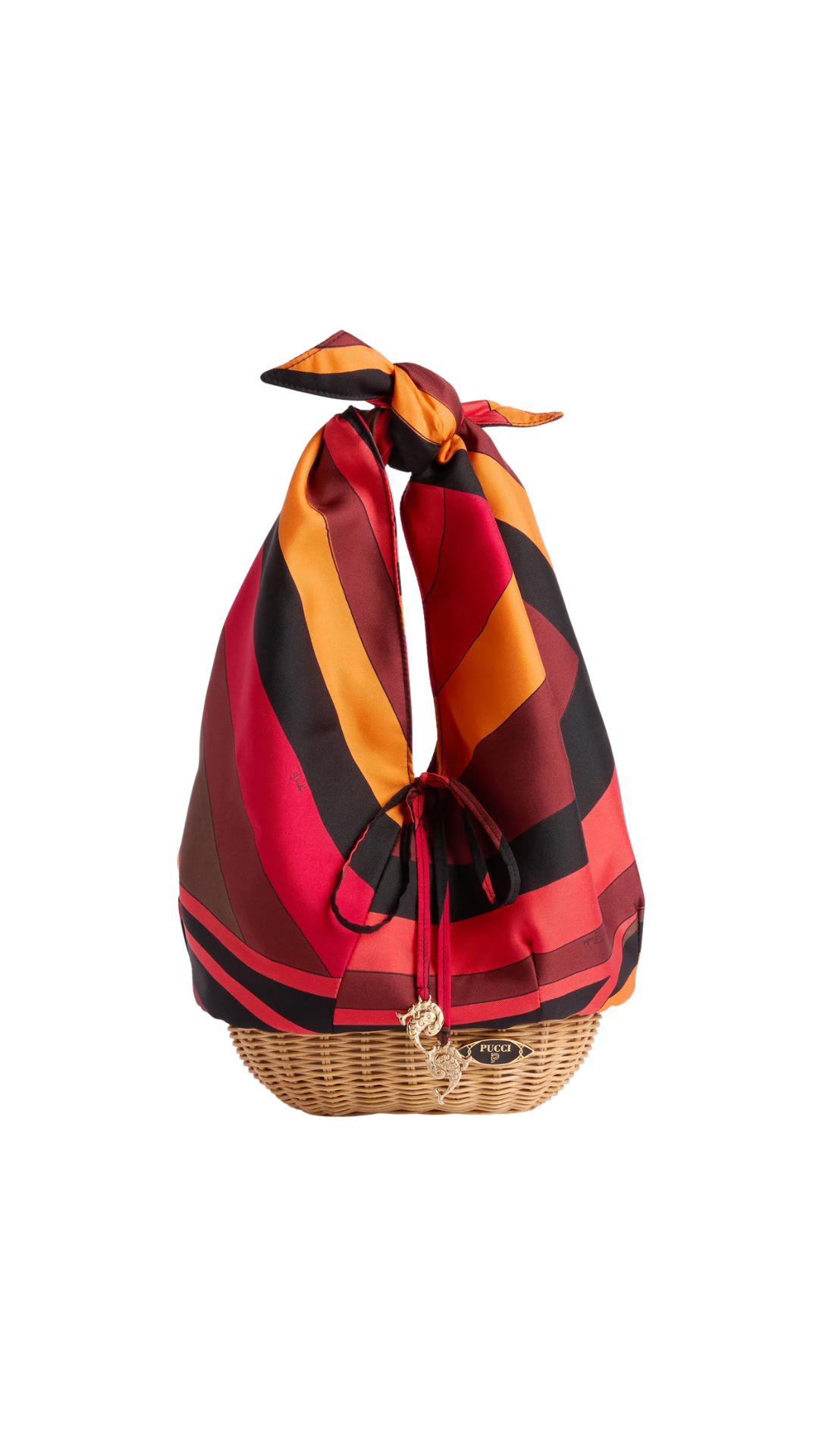 Picnic Bag in Orange and Black Silk