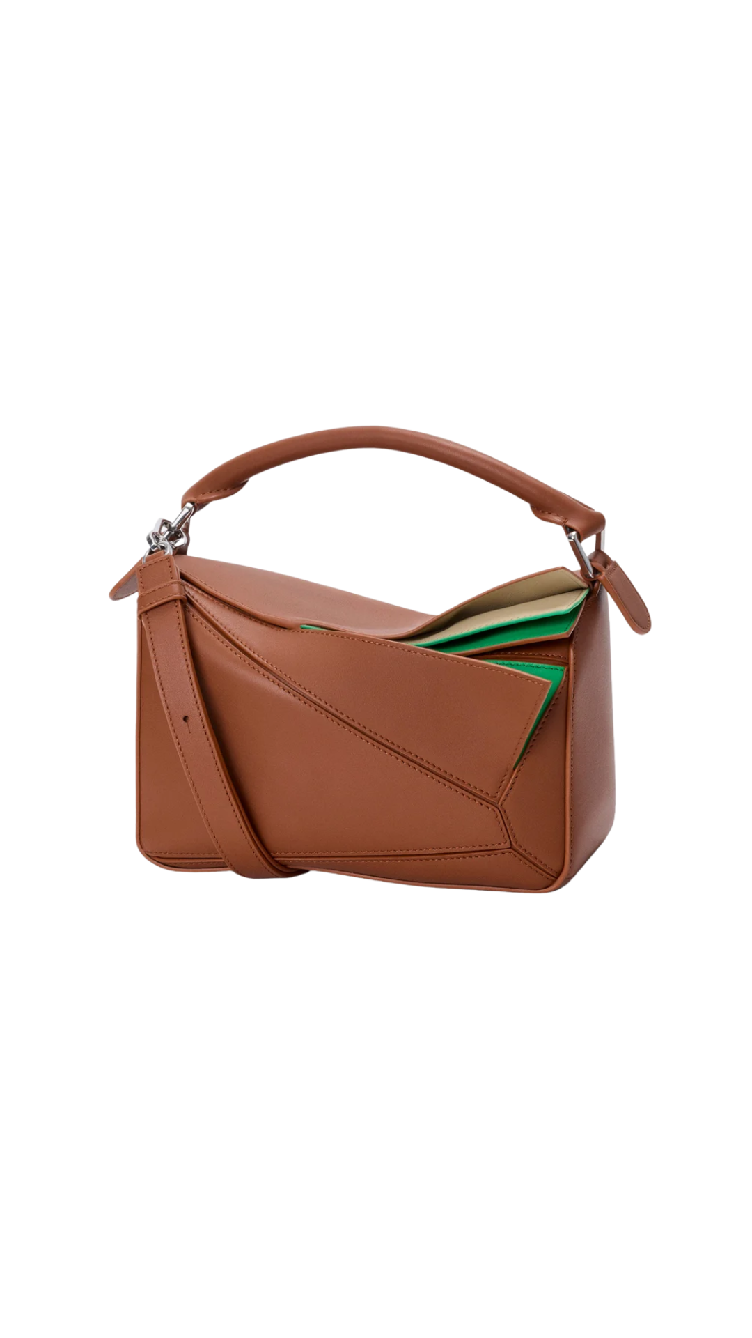 Small Layered Puzzle Bag in Multicolor Squirrel Classic Calfskin