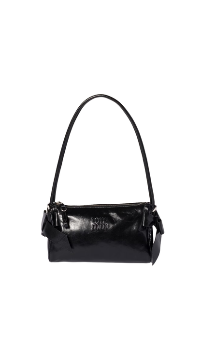Shiny Leather Pouch in Black