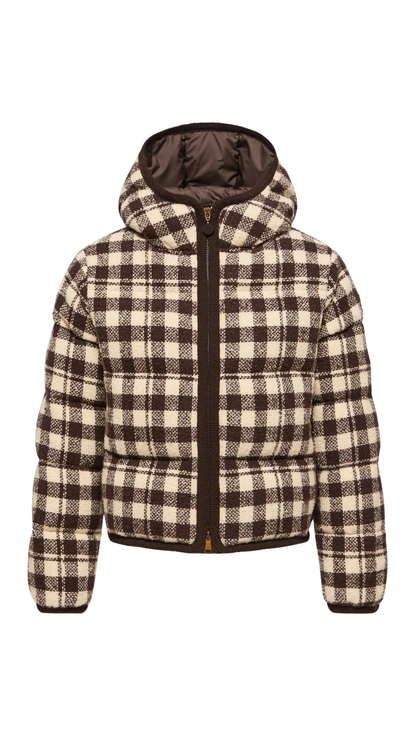 Abstraction Hooded Wool Blend Short Down Jacket