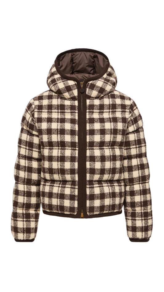 Abstraction Hooded Wool Blend Short Down Jacket