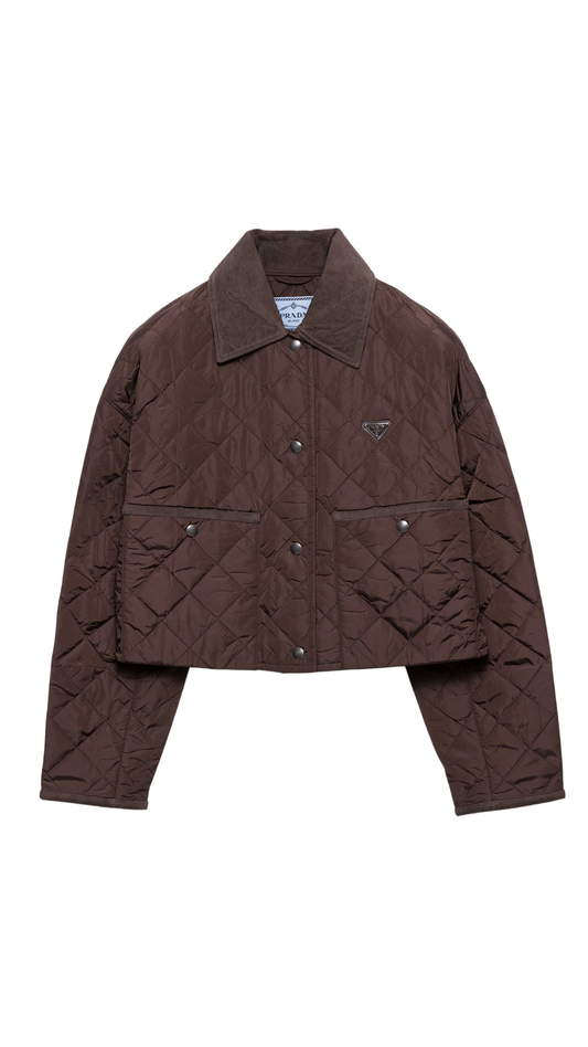 Lightweight Re-Nylon Cropped Blouson Jacket in Cocoa Brown
