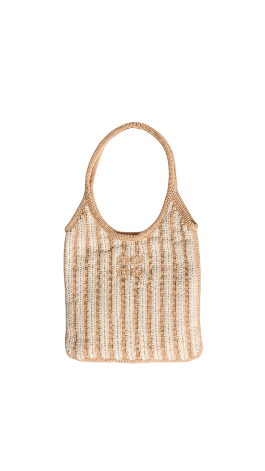Ivy Crochet Bag in Sand/Chalk