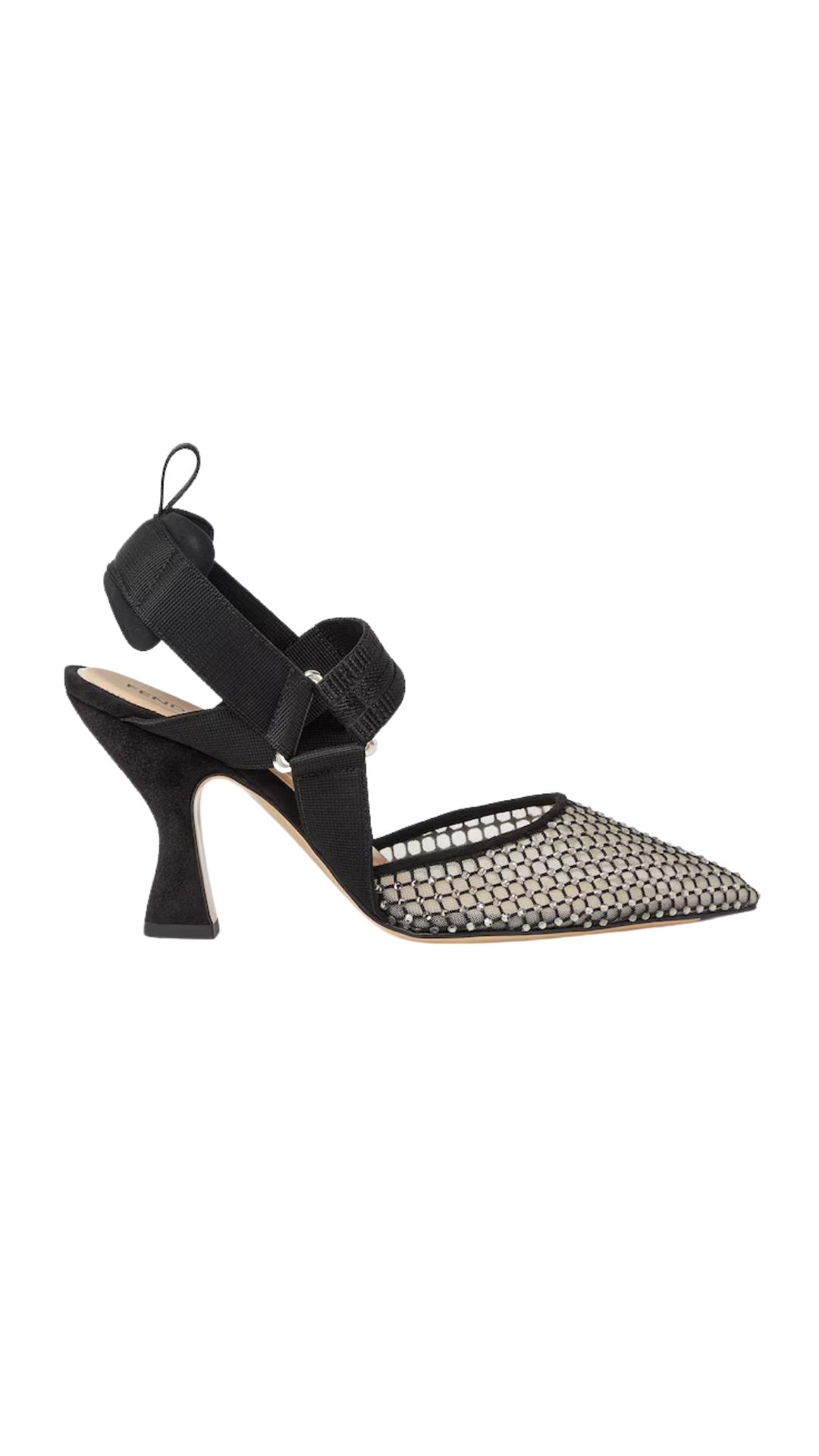 Colibrì Black Mesh and Suede High-Heeled Slingbacks