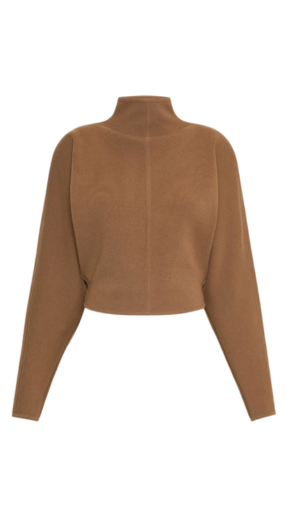 Wool and Cashmere Cropped Jumper - Camel
