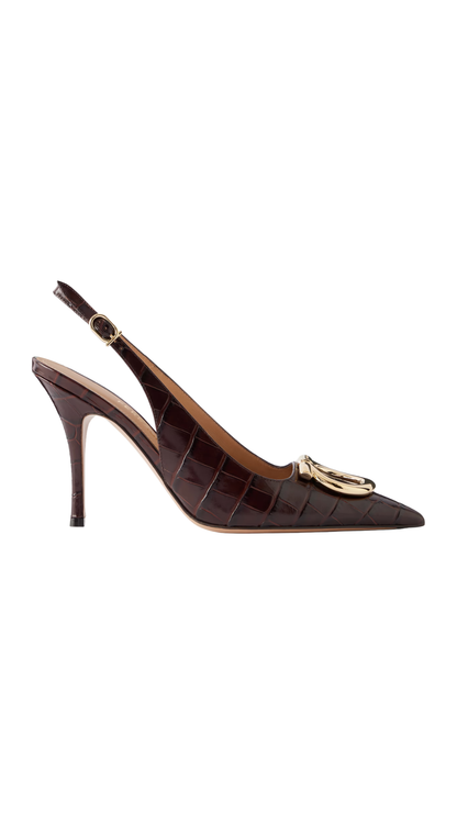 Maxi Gancini Slingback in Dark Brown