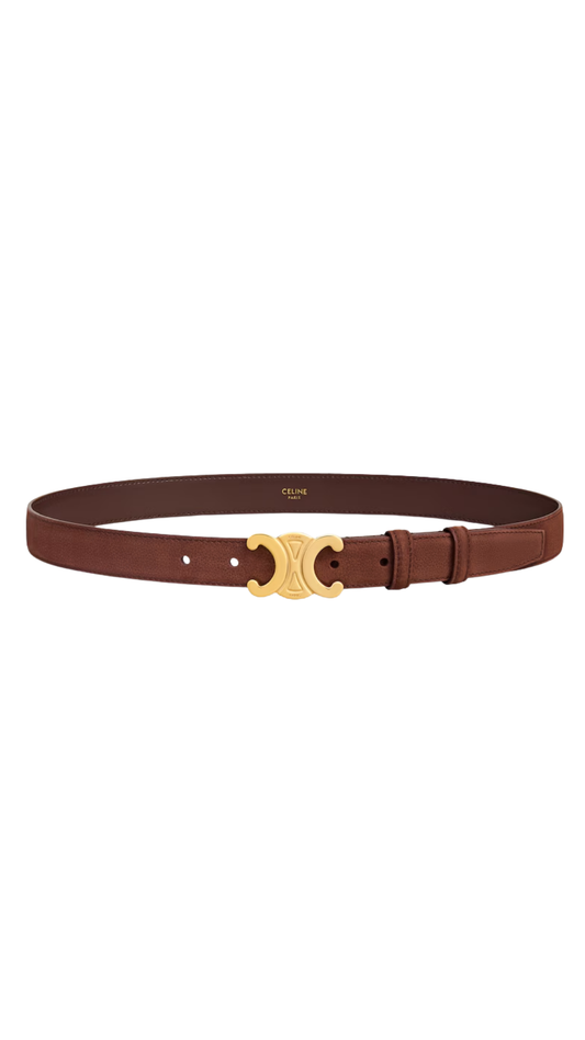 Medium 25mm Triomphe Belt in Chestnut Grained Nubuck Calfskin
