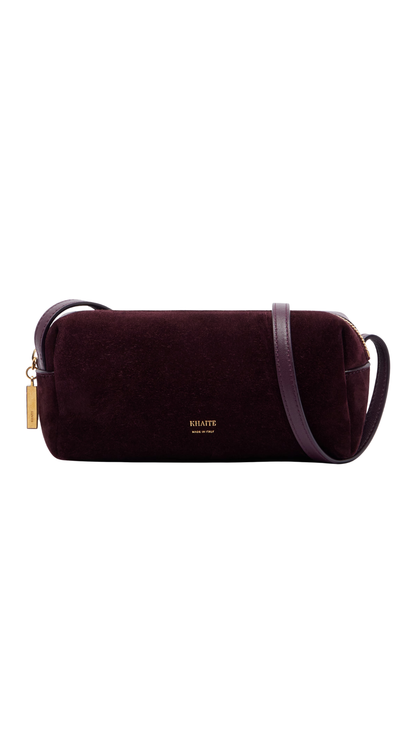 Kye Suede and Leather Shoulder Bag in Burgundy