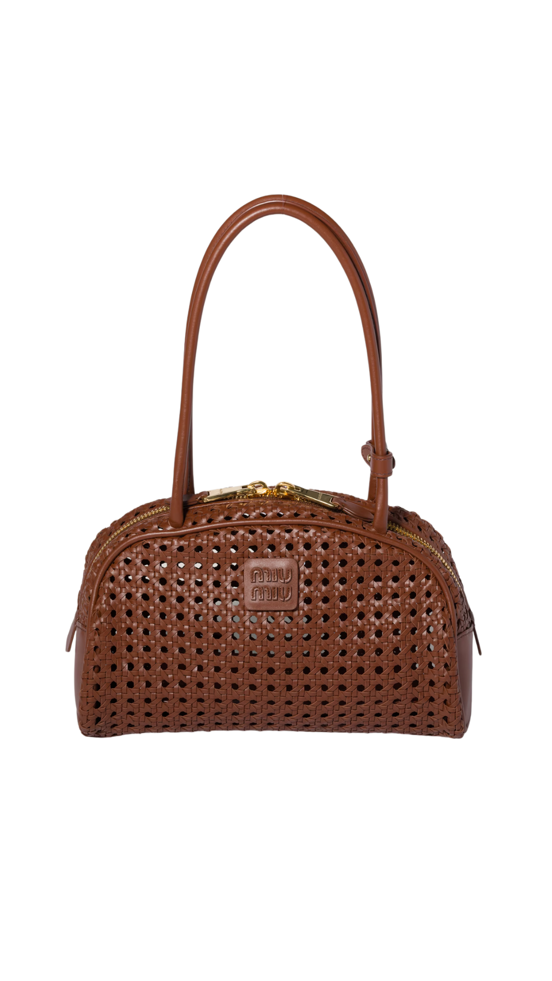 Beau Woven Leather Bag in Oak