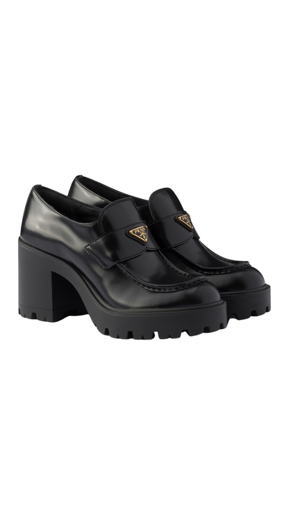 Brushed Leather Loafers in Black