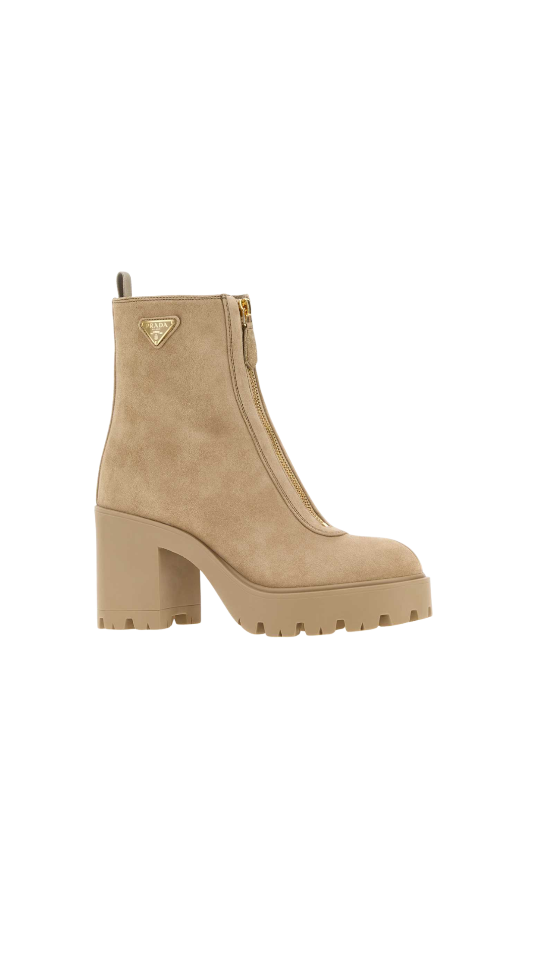 Suede Platform Ankle Boots in Beige