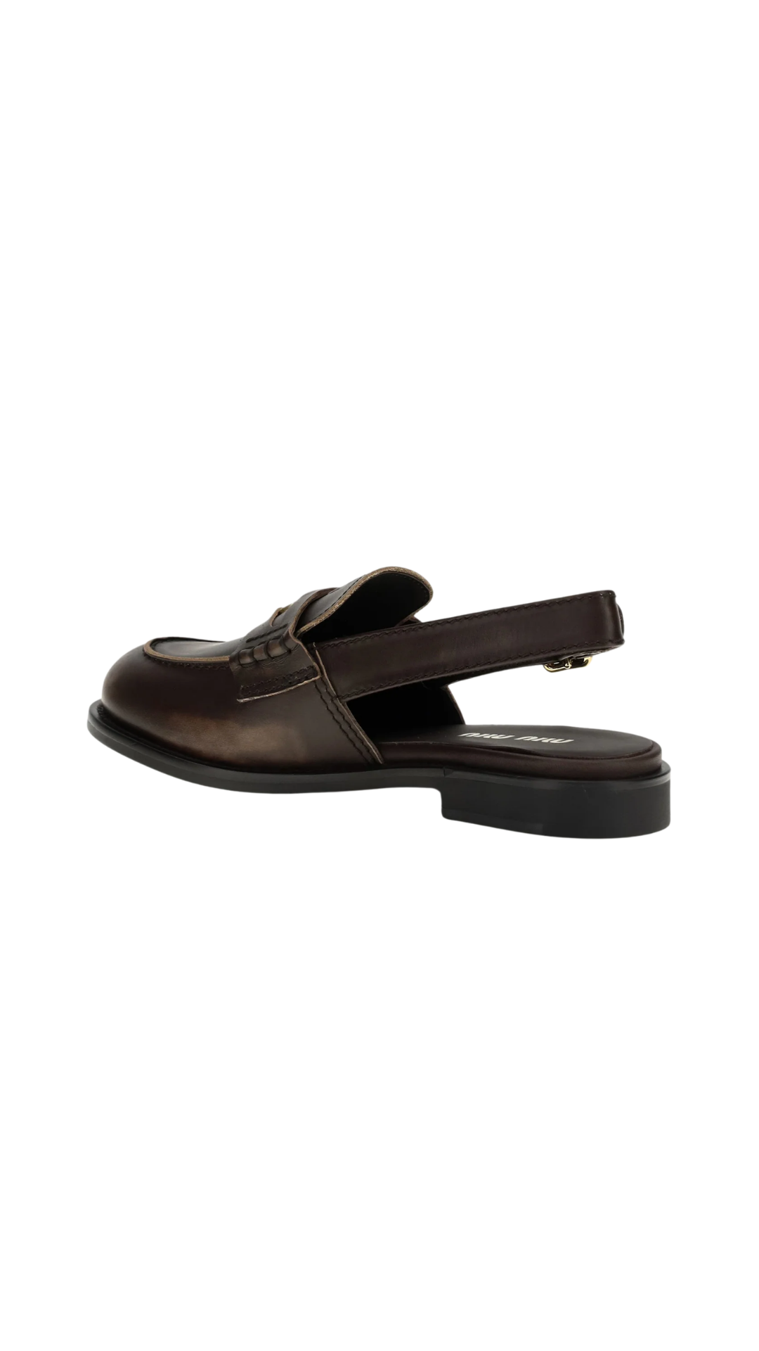 Brushed leather slingback loafers in Ebony